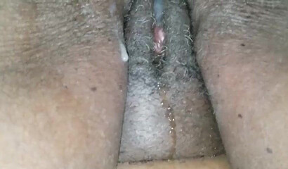 Big butt ebony MILF is penetrated hard in her wet pussy by a large dick with creampie finish