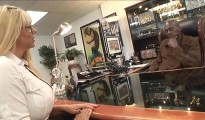 MILF blonde with huge melons and big butt can only be satisfied with enormous sized cock