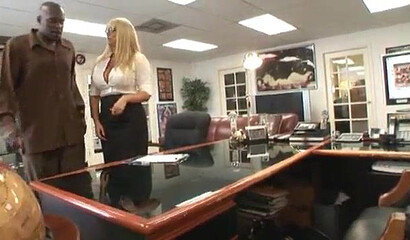 MILF blonde with huge melons and big butt can only be satisfied with enormous sized cock