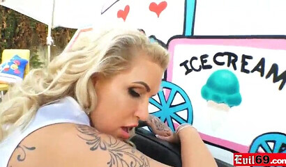 Dirty blonde MILF is all smiles when a giant shaft shows up to brutally fuck her big ass