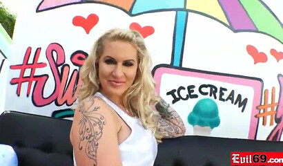 Dirty blonde MILF is all smiles when a giant shaft shows up to brutally fuck her big ass