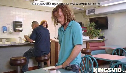 Horny mom with fat bottom gladly strips for a younger guy and rides hard his giant shaft