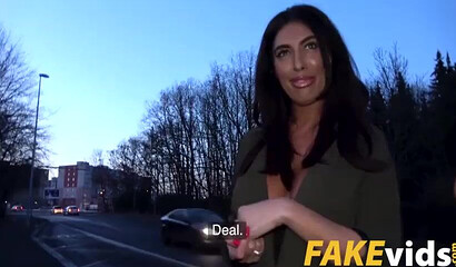 Silicone MILF with big ass is willing to fuck a stranger and his jumbo cock for the money