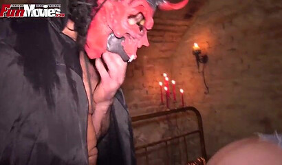 Nasty German cougar plays with the devil's dick before he shoves it in her fat ass deep