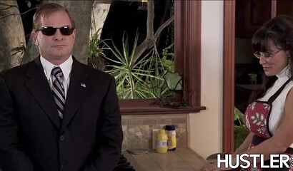 Mature slut with glasses lets him suck her pussy before she impales her fat ass on his dick