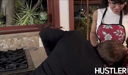 Mature slut with glasses lets him suck her pussy before she impales her fat ass on his dick