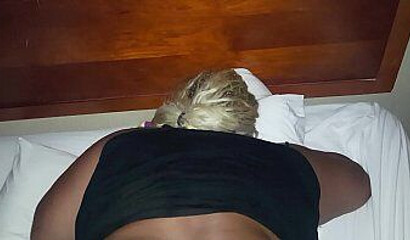 Fat ass black whore takes a dick inside of her tight wet pussy while moaning quietly