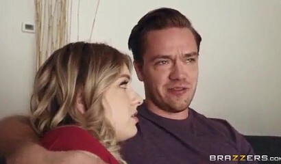 Stunning swinger brunette bounces on a thick cock while making out with her female friend