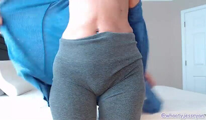 Mommy with an amazing ass shows off her booty cheeks on a live web cam show and dances