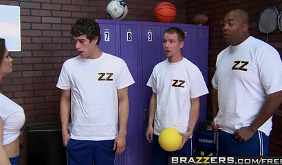 Gym teacher is a sexy fox with an amazing ass and she's fucked by a student in locker room