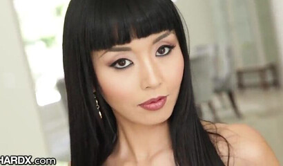 Hot Japanese babe finger fucks her pussy and her ass hole to prepare for hard drilling