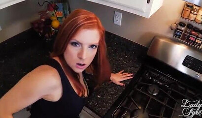 Bubble butt redhead is hungry for some cum and she will do anything to get the job done