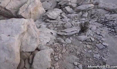 Big booty cutie goes for a hike but ends up sucking on a random dude's dick hard as fuck