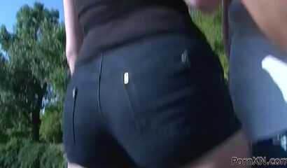Filthy lesbians with big fat booties fist each other's holes after jogging and moan loudly