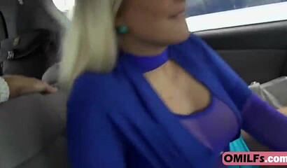 Curvy blonde lets him dive into her fat ass before she sucks his giant cock and rides him