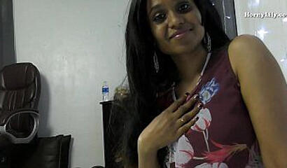 Nasty Indian mom takes of her clothes, shows her big ass and plays with her tight wet cunt