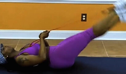 Curvy phat bottom ebony works out hard  in the gym and sweats all over her fantastic body