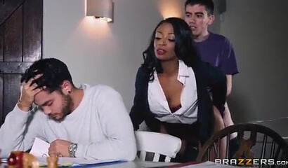 Big bottom ebony teacher seduces her student who destroys her wet cunt with his fat cock