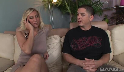 Blonde cougar uses her fat bottom to inspire a guy to nail her pussy deep with his large cock