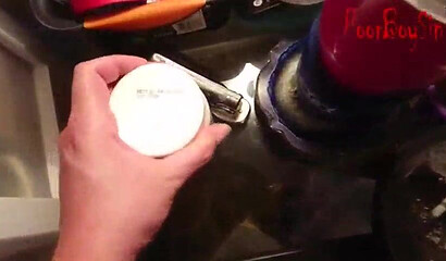 Granny with huge titties lays down on the bed and shows off her huge ass to a young man