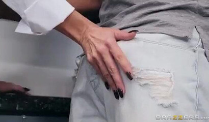 Mom with huge titties gets bent over and fucked by a hung dude who spanks her a lot