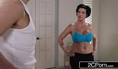 Yoga MILF gets her tight booty fucked by her instructor after stretching for a while