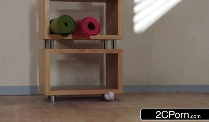 Yoga MILF gets her tight booty fucked by her instructor after stretching for a while