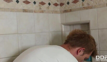 Slutty blonde with a huge butt gets her ass hole stuffed by a cute dude with some big meat