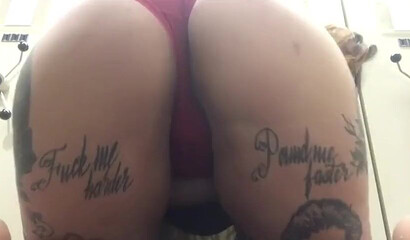 Latina tattooed BBW strips and masturbates online