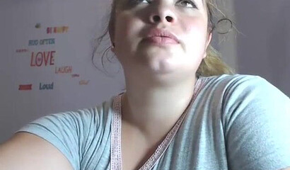 Busty babe with big tits shows off on webcam