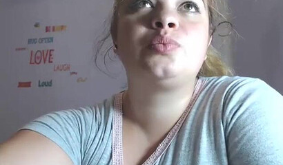 Busty babe with big tits shows off on webcam
