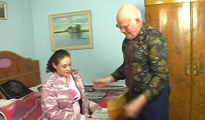 Young and busty slut pleasures horny grandpa
