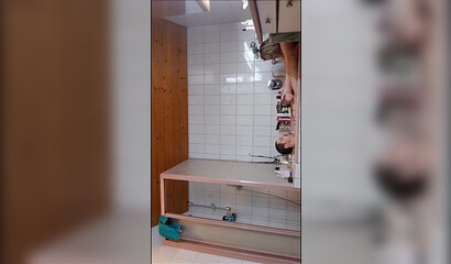 Adorable bathroom fuck with amateur blonde slut