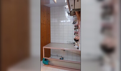 Adorable bathroom fuck with amateur blonde slut