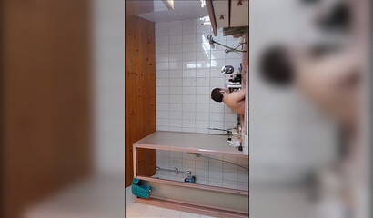 Adorable bathroom fuck with amateur blonde slut