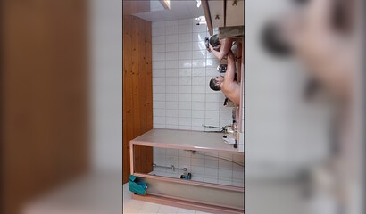 Adorable bathroom fuck with amateur blonde slut