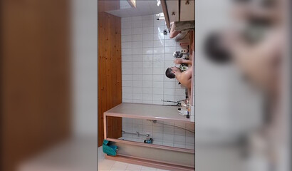 Adorable bathroom fuck with amateur blonde slut