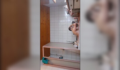 Adorable bathroom fuck with amateur blonde slut