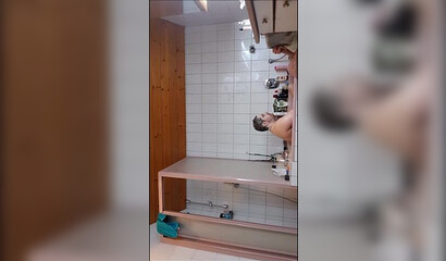 Adorable bathroom fuck with amateur blonde slut