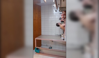 Adorable bathroom fuck with amateur blonde slut