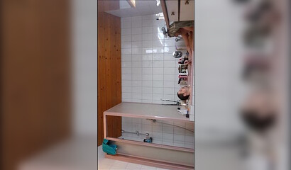 Adorable bathroom fuck with amateur blonde slut
