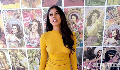 Brunette teen Latina Sophia Leone uses vibrator while getting slammed