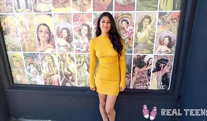 Brunette teen Latina Sophia Leone uses vibrator while getting slammed