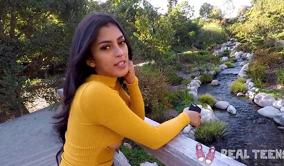 Brunette teen Latina Sophia Leone uses vibrator while getting slammed