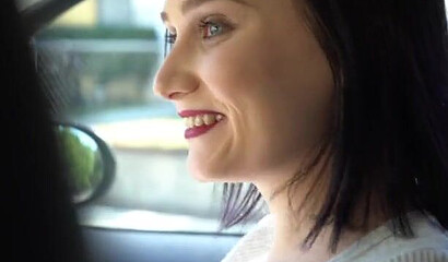 Gwen Vicious flashes perky tits to get a ride