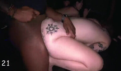 Heavy cum swallowing after the wild interracial orgy