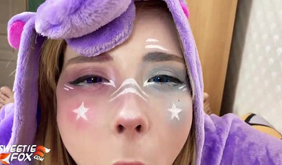 Unicorn slut screams as he pounds her in the doggystyle