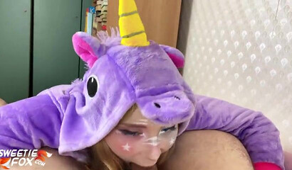 Unicorn slut screams as he pounds her in the doggystyle