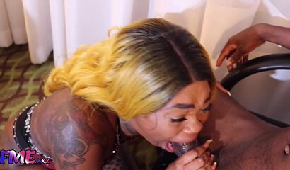 Fat ass ebony Mrsfeedme in a hardcore threesome session