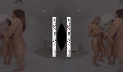 Emily Addison, Rachel Starr and Nina Elle VR foursome